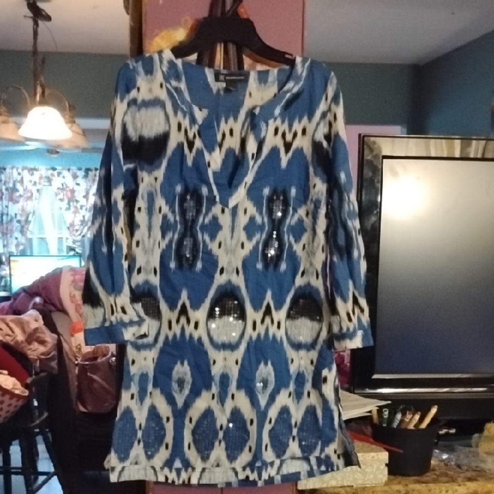 Blue Patterned Women's Dress